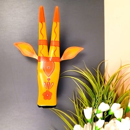 Wooden Cow Head Wall Hanging | Nandi Bull face Wall Decor - For Home, Living Room, Entrance, Puja Room & Gifts-Big
