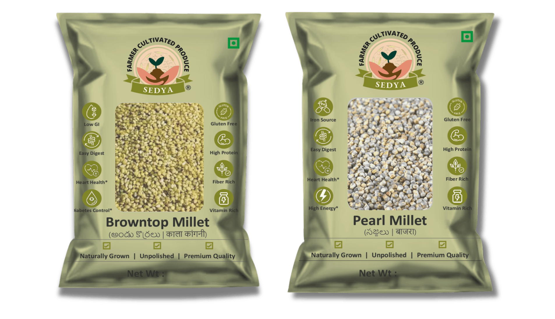 Sedya Two Millet Combo Browntop & Pearl Millet 2x500g