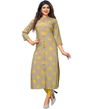Vbuyz - Beige Rayon Women's Front Slit Kurti ( Pack of 1 )