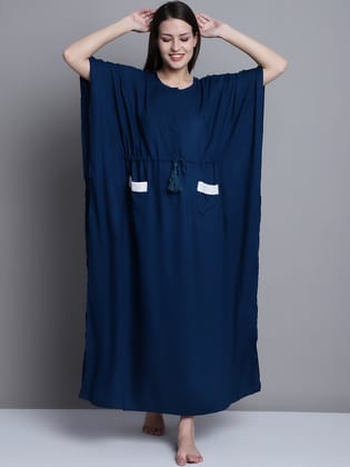 Maternity Kaftan - Solid Blue-Free Size / Blue