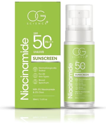 OG BEAUTY SCIENCE SPF 50 PA+++ Sunscreen with Niacinamide & Cica-Dermatologically Tested - 50 Ml