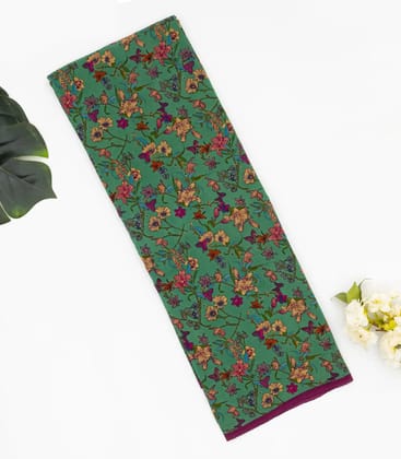 Sea Green Woven Digital Printed Crepe Silk Saree With Floral Motifs-Sea Green