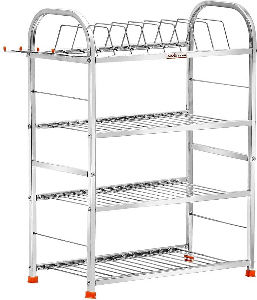 Winstar - Silver Stainless Steel Dish Racks ( Pack of 1 )