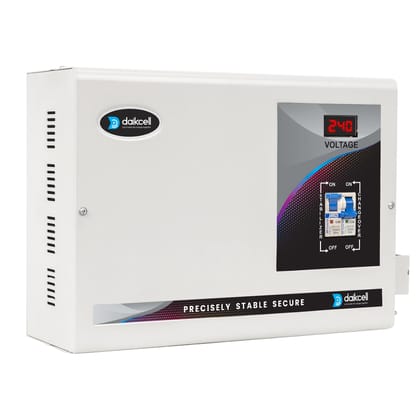 Daikcell 3 KVA 90V-300V Heavy Duty Mainline Voltage Stabilizer for Home - 2400W- 5 Year Warrenty - DSR011 - White