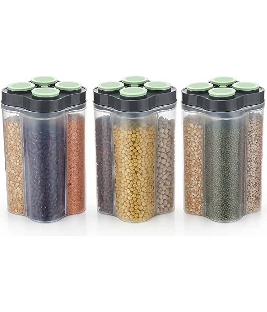 iview kitchenware - Dal/Pasta/Grocery Green Plastic Dal Container ( Set of 3 ) - 2500 ml