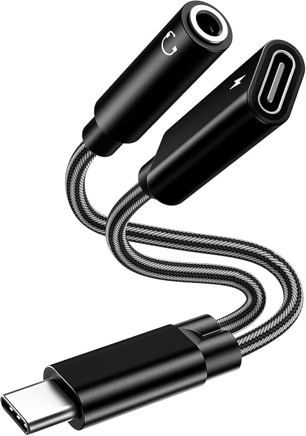 2-IN-1 TYPE C AUDIO CABLE ,USB Type C to 3.5mm Audio and Charger Adapter,  USB C Splitter Aux with PD Fast Charging Dongle Cable Support Call Music Compatible with iPhone 16 15/Galaxy S23 S22 S21 S20 S20+