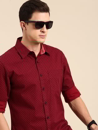 Maroon Printed Full Sleeves Shirt-38