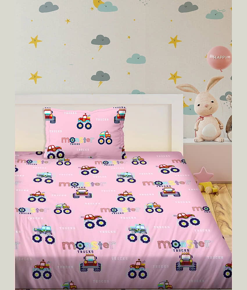 Bella Casa Cotton Single Bedsheet ( Pink )