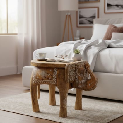 Wooden Handmade Bedside Stool / Table Home Decor Showpiece