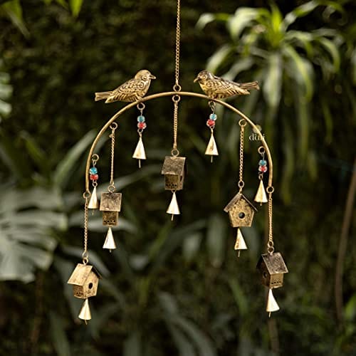 Wall Hanging, Feng Shui, Wall Art, Diwali Home Decor, Positive Vibes (Metalwallhanging: Birdhouse), Golden