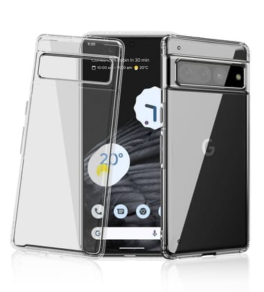 Ice Crystal Series Hybrid Yellow Resistant Transparent PC Military Grade TPU Back Cover for Google Pixel 7 Pro 5G, 6.7 inch, Black Clear