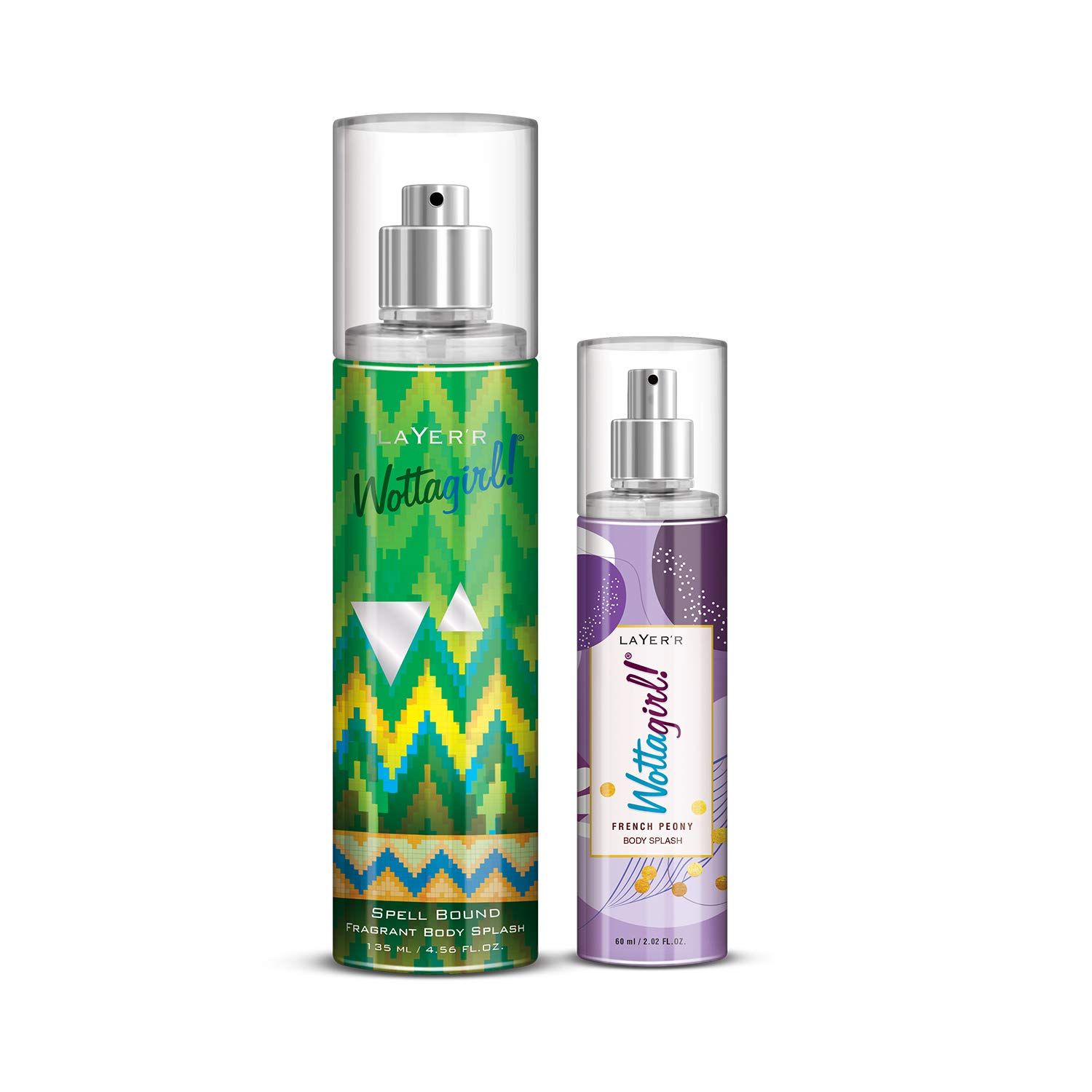 Layer'r Wottagirl Body Splash Spell Bound 135Ml With Wottagirl French Peony 60 Ml, Spray,Women