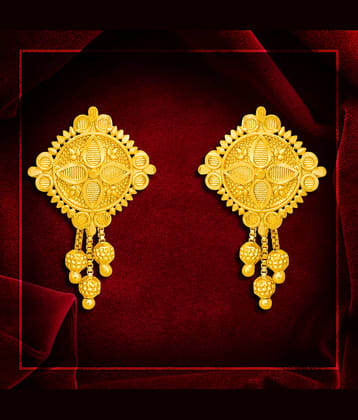 LUV FASHION Golden Danglers Earrings ( Pack of 1 )