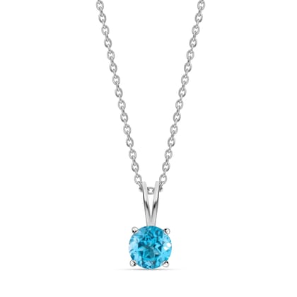 2 Carat Swiss Blue Solitaire Pendant With Chain