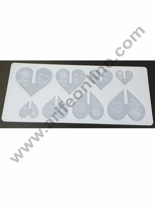 Cake Decor Silicon 8 in 1 Heart Shape Chocolate Garnishing Mould Cake Insert Decoration Mould