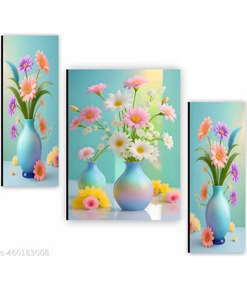 SNDArt Set Of 3 Flower Pots Wall Paintings For Living Room Gift Items 12 x 18 inch