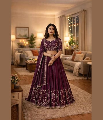 KV Fashion Women's Chiffon Semi Stitched Flared Lehenga Choli
