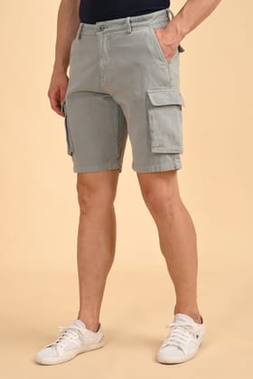 Tiptur - Cotton Cargo Shorts - Lt Grey-S-30 / LT GREY
