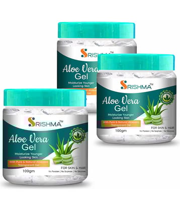 Srishma Aloe Vera Gel for Skin Acne, Scars, Dark spots Face & Hair Care (100 gm each)