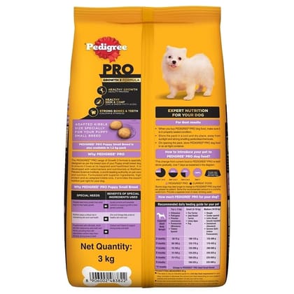 Pedigree PRO Puppy (2 to 9 Months) Small Breed Dry Dog Food 3kg Pedigree PRO Puppy (2 to 9 Months) Small Breed Dry Dog Food 3kg