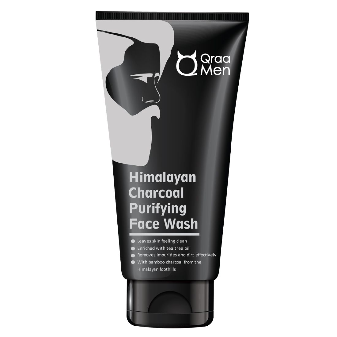 Qraa Men Himalayan Charcoal Purifying Face Wash for Men, Deep cleanses and Brightens Skin Tone - 100g