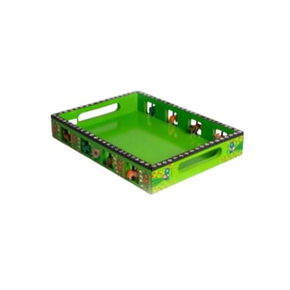 Wooden Multicolored Hand Painted Tray (14 X 12 X 2 inches)