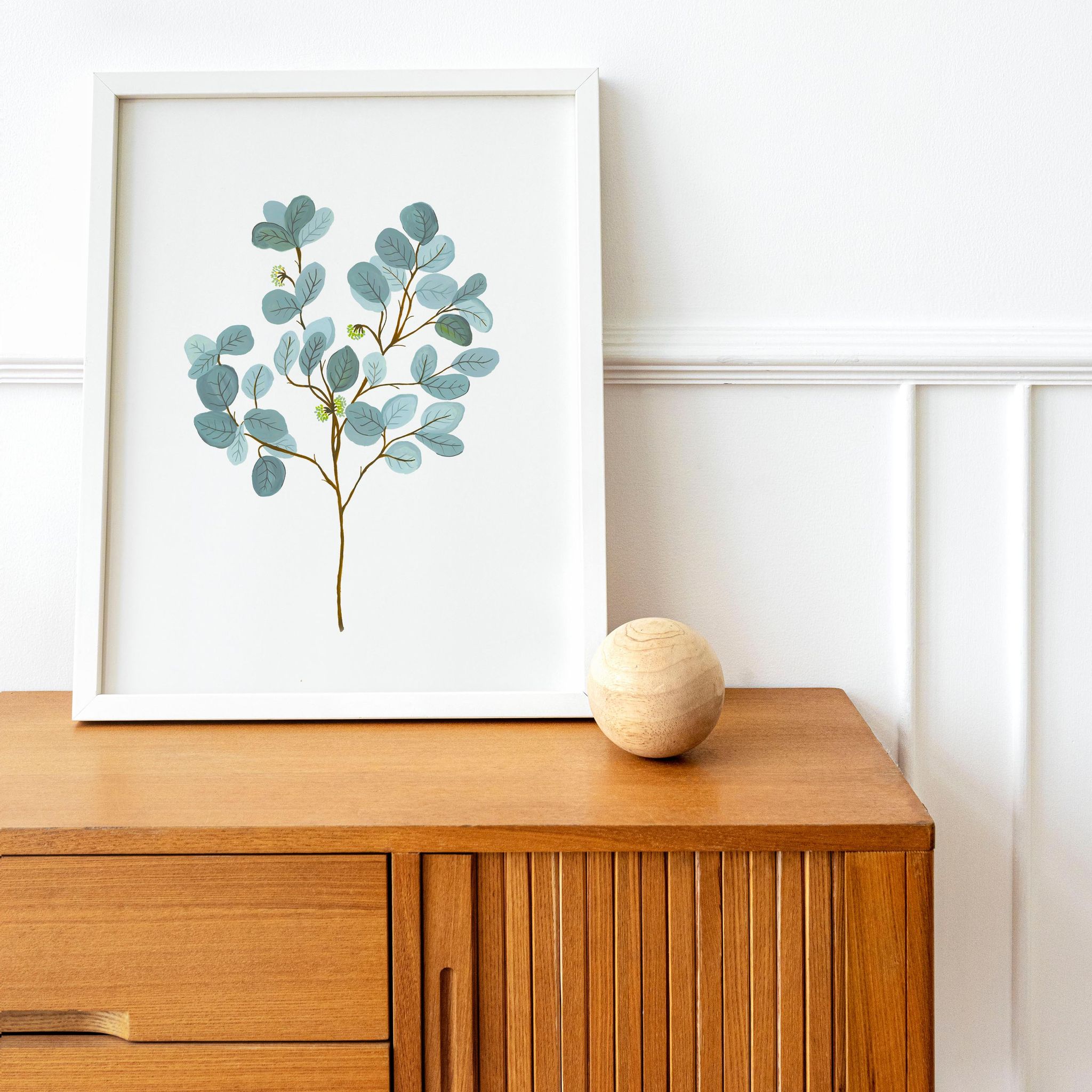 Eucalyptus Botanical Wall Art Frame-8x10 inches / White Frame