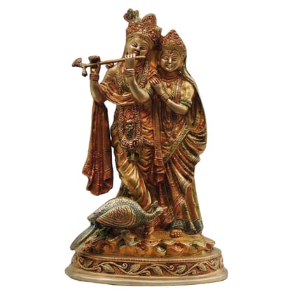 Brass Radha Krishna God Idol - Premium Brass Showpiece, Height : 15 Inch (BSMAS399 B)