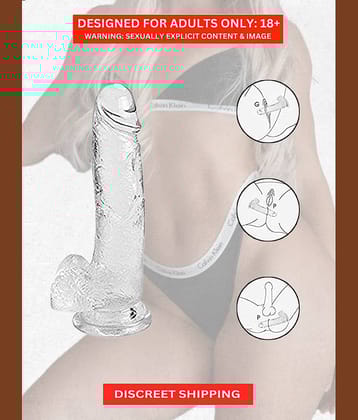 Knightriders 8 Inch Realistic Flexible Double Silicon Sexual Dildo 100% Cristal Transparent Thick Dong