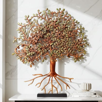 Brass Colored Small Tree Statue - Decorative Table Showpiece, Height : 21 Inch (BSMAS1308 C)