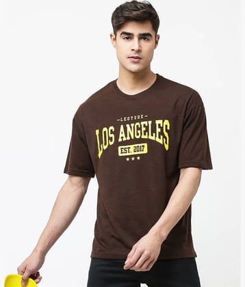 Leotude Pack of 1 Cotton Blend Oversized Fit Men's T-Shirt ( Brown )
