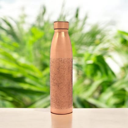 Hand-Etched Pure Copper Water Bottle  Floral Design for Ayurvedic Wellness