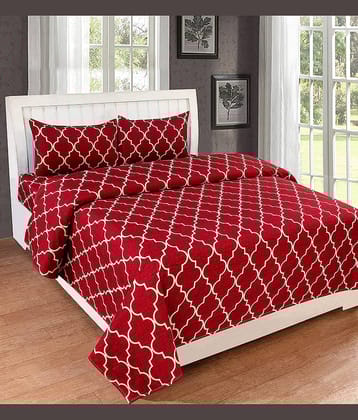 Neekshaa Glace Cotton 1 Double Bedsheet with 2 Pillow Covers ( Red )