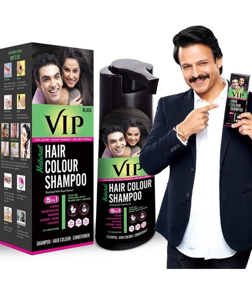 VIP Hair Colour Shampoo Ammonia Free Permanent Hair Color 180 mL Black
