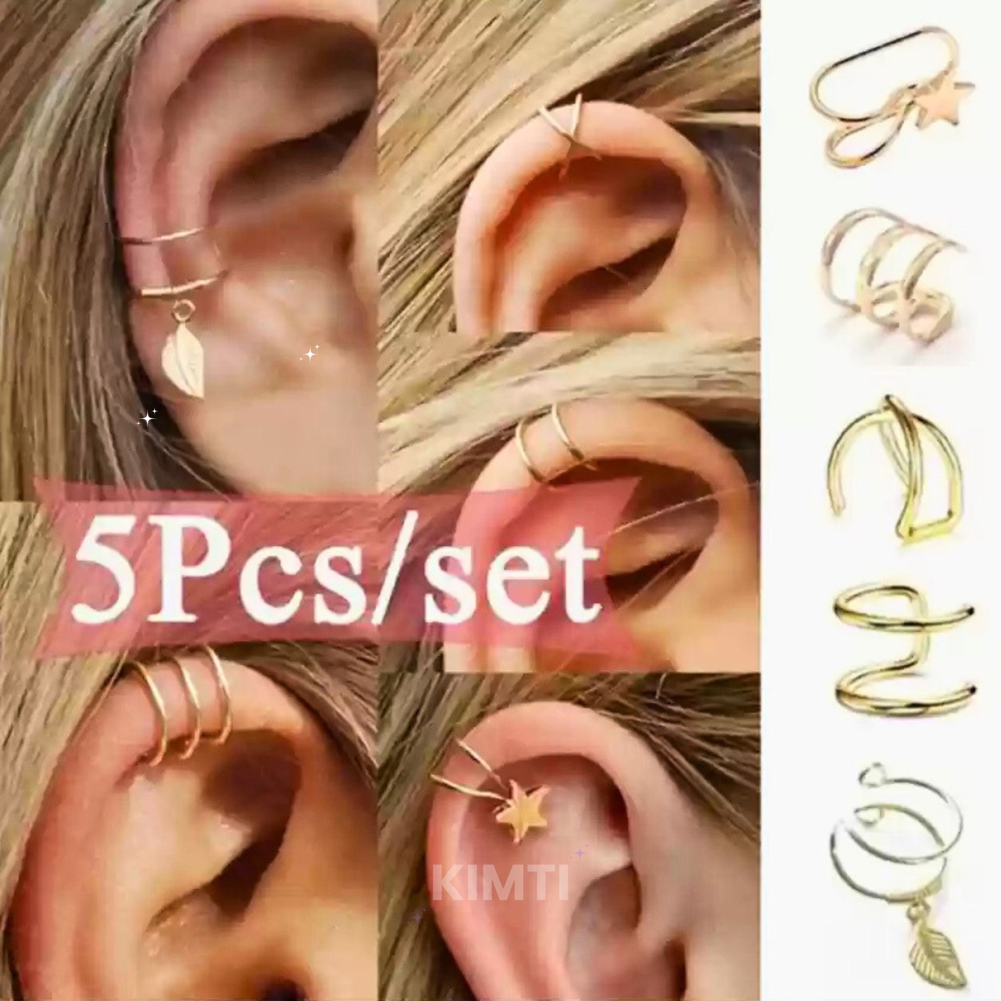 Gold Plated Ear Cuff Stack (Pack of 5)