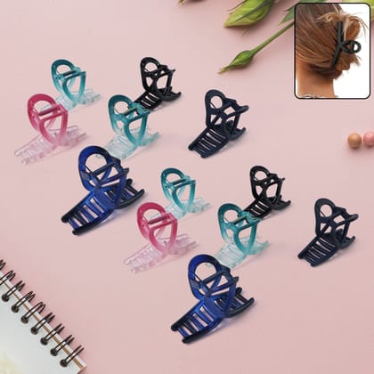 Plastic Hair Clamp Grip, Simple Matte Hair Barrette Clamp (12 Pc /  Mix Design)
