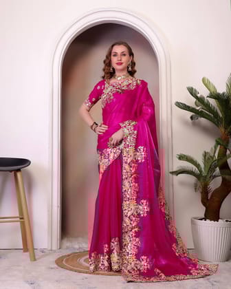 Marriage Special Jimmy Cho Pink Color Saree