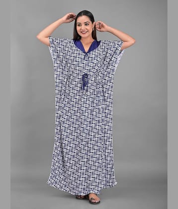 Apratim - Blue Satin Women's Nightwear Kaftan Night Dress ( Pack of 1 )