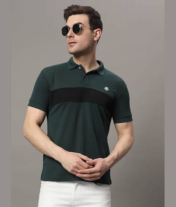 The Million Club Pack of 1 Cotton Blend Regular Fit Colorblock Half Sleeves Men's Polo T Shirt ( Olive Green )