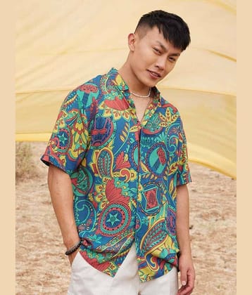 yellow tree Polyester Regular Fit Printed Half Sleeves Men's Casual Shirt - Multicolor ( Pack of 1 )
