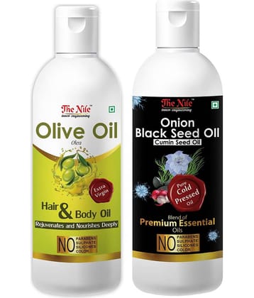 The Nile Olive Oil 150 ML + Onion Black Seed 200 ML  Hair Oil 350 mL Pack of 2