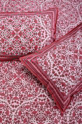 Tulip Jaal Lilac Cotton Bedsheet-California King - 108 X 108 in / Lilac / Purple
