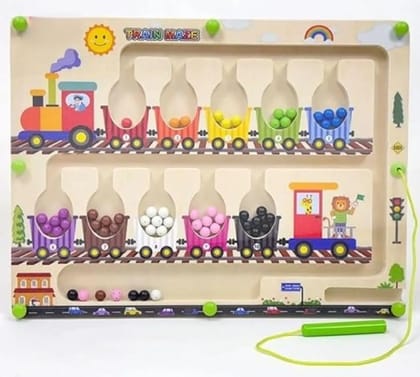 Braintastic Montessori Magnetic Color and Number Maze Board Puzzle Toy,Learning and Educational Birthday Gifts for Toddlers (Train Maze)