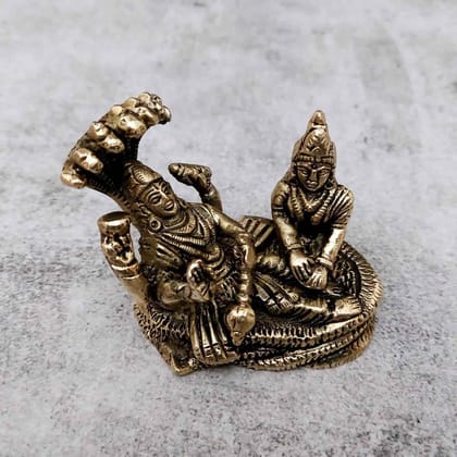 Brass Vishnu Lakshmi on Sheshnag - 2.5 inch Height | Sacred Brass Vishnu and Lakshmi on Sheshnag for Devotion