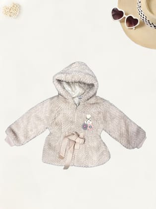 Girls Imported Fancy Jacket [GT-997] [2-6Years]-4-5Y (Size - 24) / Imported Fur / Cream