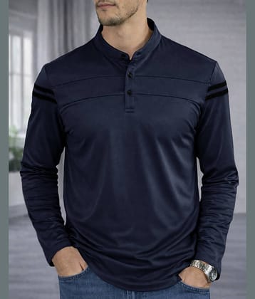 Eyebogler Men Polyester Regular Fit Solid T-Shirt ( Navy )