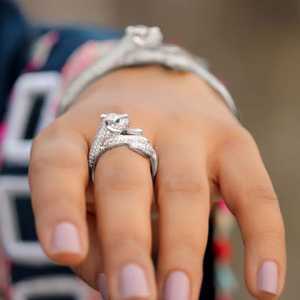 Silver Panther Ring for Women