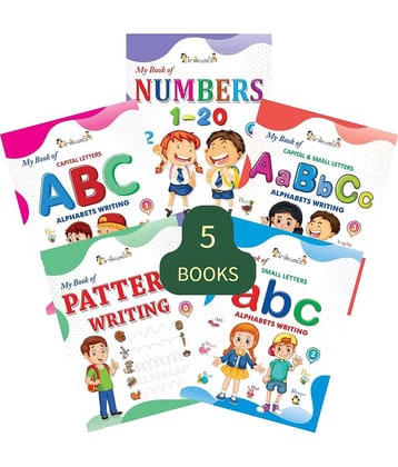 InIkao Copy Writing Practice Books for Kids | Set of 5 Handwriting Improvement Book on ABC, Capital Letters, Small Letters, Numbers, Pattern Writing For Children Age 3+ Years