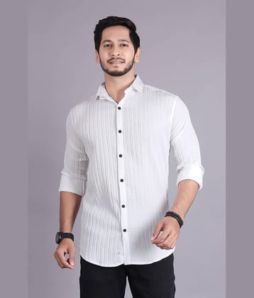 Generic Cotton Blend Slim Fit Popcorn Textured Full Sleeves Men's Casual Shirt - White ( Pack of 1 )