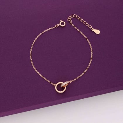 The Circle of Wisdom Silver Bracelet-White Stone / Rose Gold